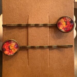 Yellow & Orange Floral Design Hairpins